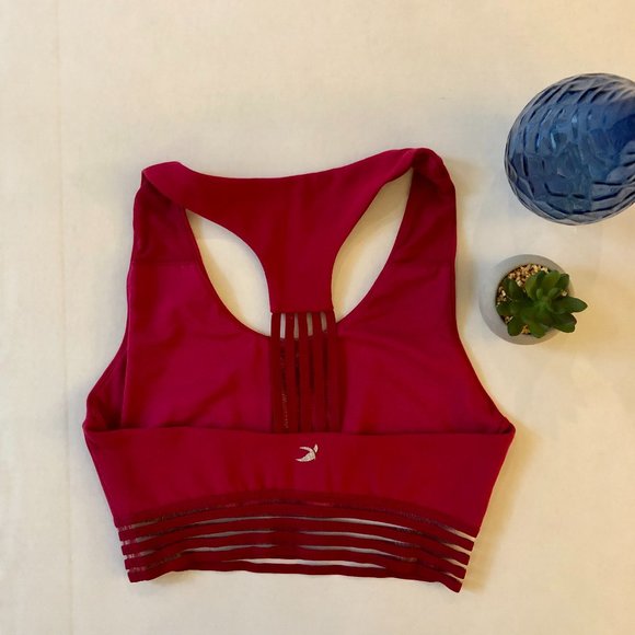 Glyder Sports Bra Mesh Striped Bands Red XSmall - Picture 6 of 10